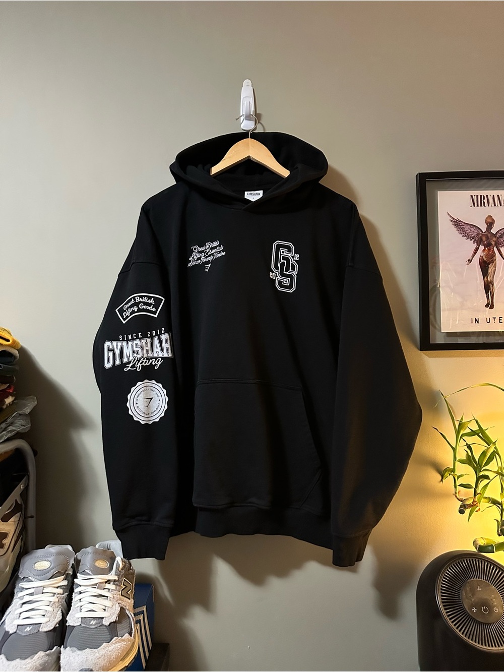 Gymshark Black Graphic Pullover Hoodie
